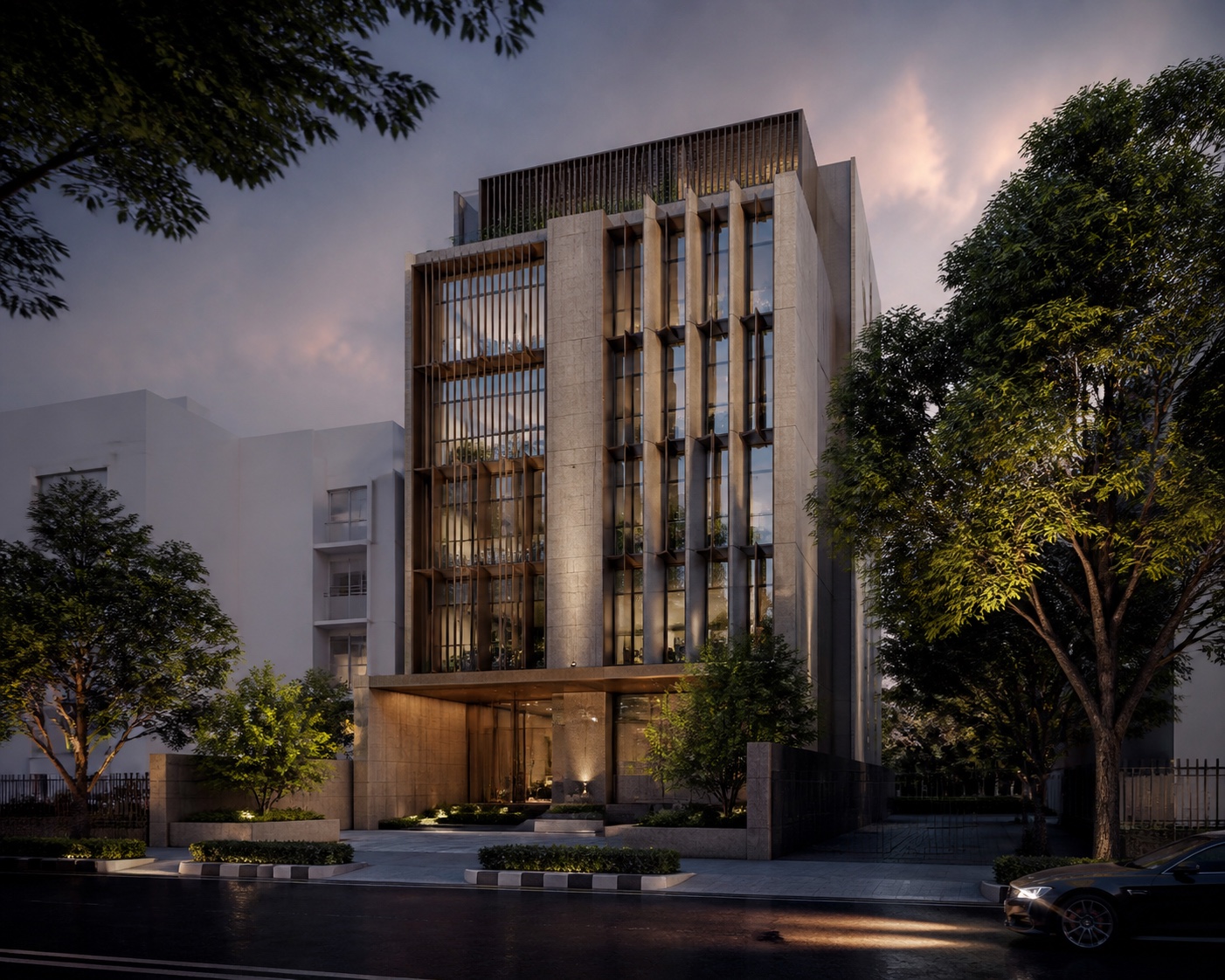 Indicative office visualization used as the design-direction image for Thapar Chambers Noida Sector 153