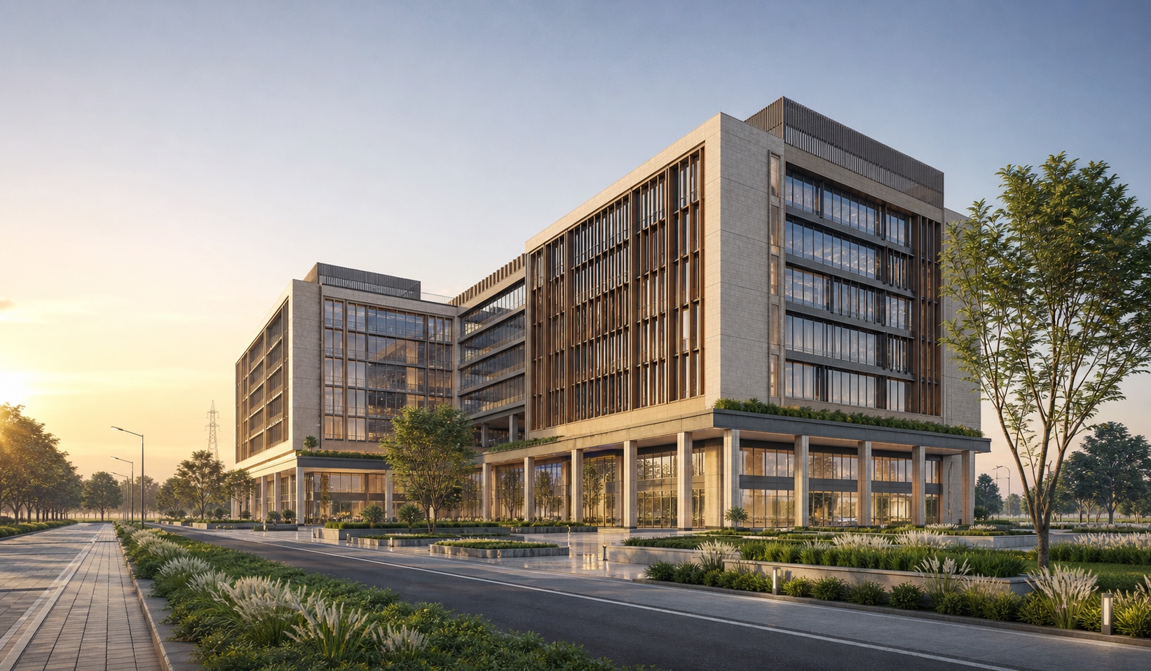 Indicative 3D visualization of a commercial and institutional campus on Yamuna Expressway