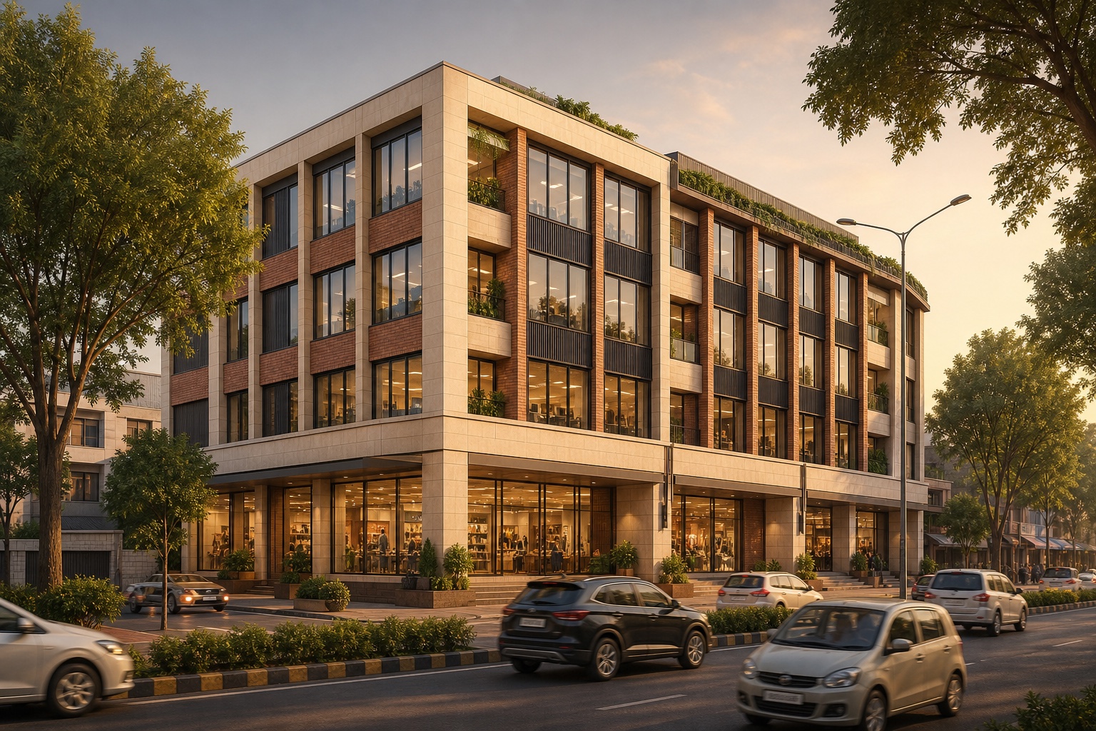 Indicative 3D visualization representing the mixed-use character of Thapar Plaza in Ghaziabad